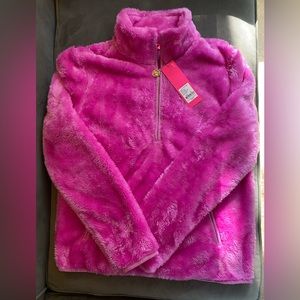 NWT XS Lilly Pulitzer Skipper Sherpa Popover in Wild Fuschia
